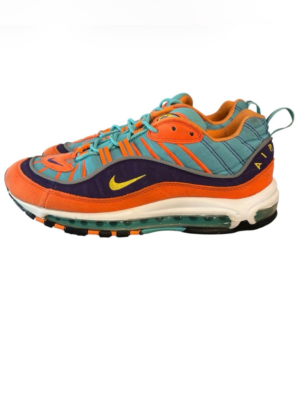 Nike Men’s Air Max Qs ‘Cone’ Sneakers – Teal, Orange & Purple